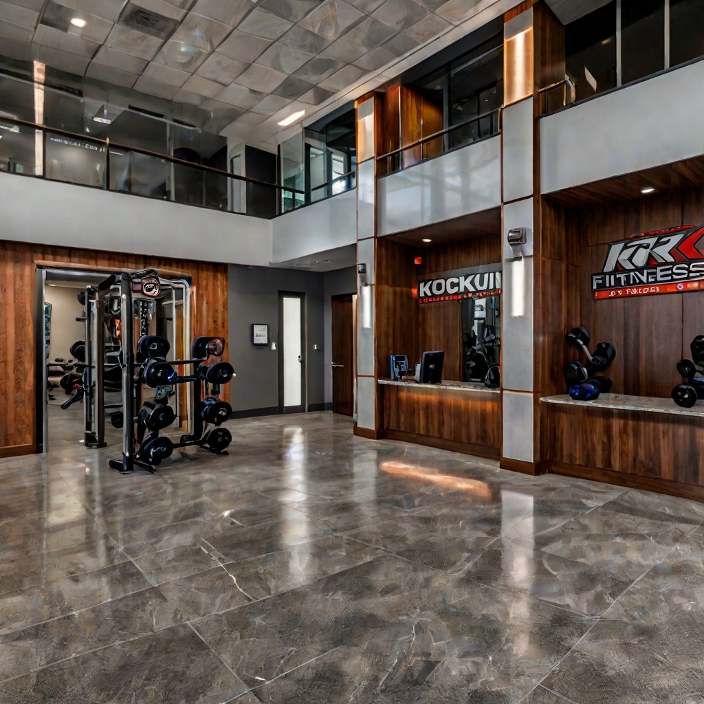 Modern fitness center reception with welcoming contemporary design