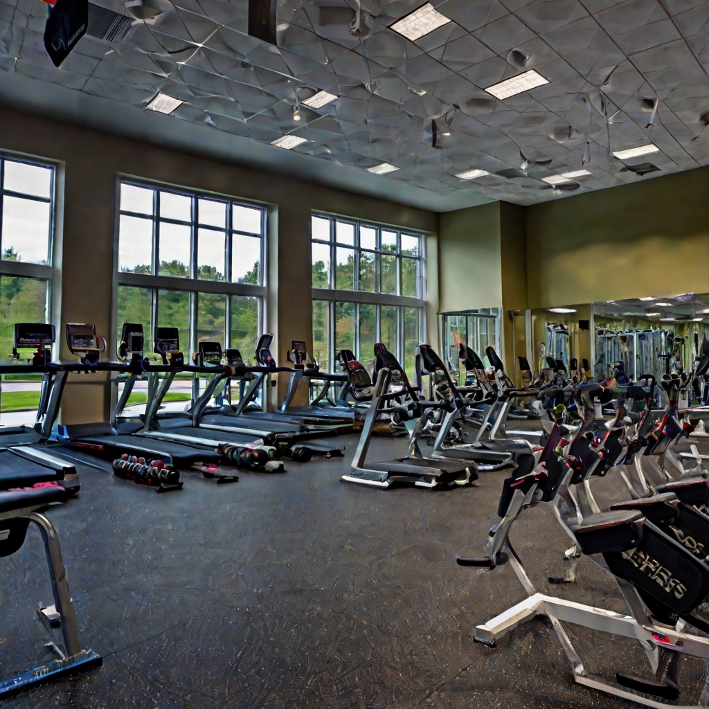 Professional fitness facility with state-of-the-art equipment, modern gym design, bright welcoming atmosphere